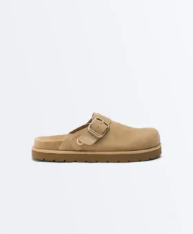 Sabot in pelle crosta con fibbia