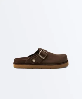 Sabot in pelle crosta con fibbia