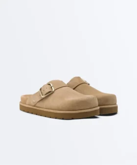 Sabot in pelle crosta con fibbia