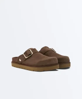 Sabot in pelle crosta con fibbia