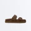 Sandali con plateau in pelle crosta con fibbia Sandali con plateau in pelle crosta con fibbia