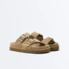 Sandali con plateau in pelle crosta con fibbia