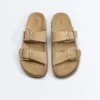 Sandali con plateau in pelle crosta con fibbia