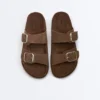 Sandali con plateau in pelle crosta con fibbia Sandali con plateau in pelle crosta con fibbia