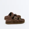 Sandali con plateau in pelle crosta con fibbia Sandali con plateau in pelle crosta con fibbia