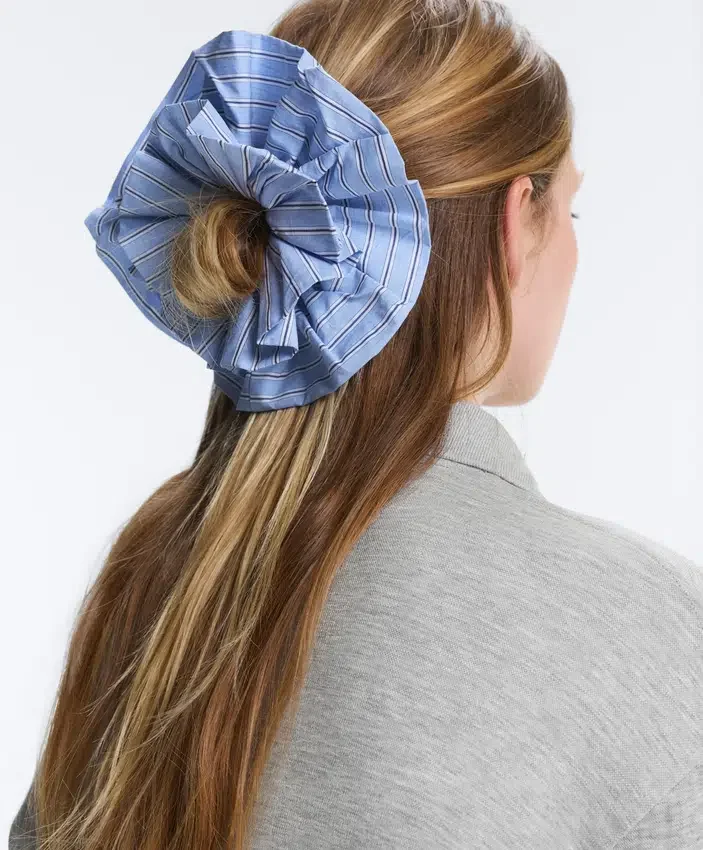 Scrunchie grande a righe miste in 100% cotone Scrunchie grande a righe miste in 100% cotone