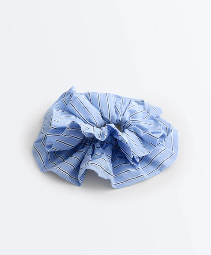 Scrunchie grande a righe miste in 100% cotone Scrunchie grande a righe miste in 100% cotone