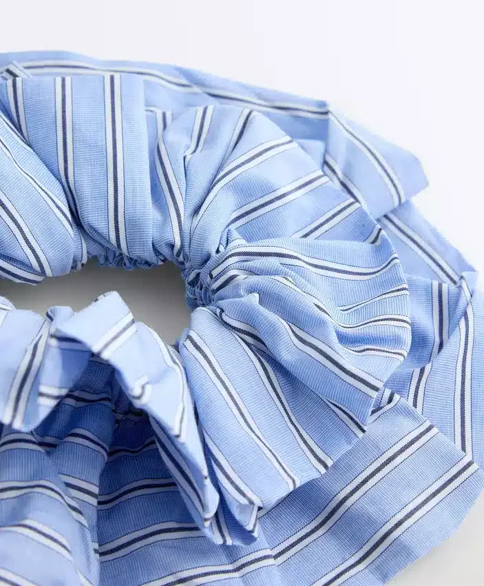 Scrunchie grande a righe miste in 100% cotone Scrunchie grande a righe miste in 100% cotone