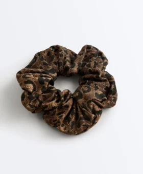 Scrunchie grande in jacquard leopardato