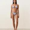 Slip bikini a copertura media a righe testurizzate con lacci