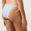 Slip bikini a copertura media a righe testurizzate con lacci