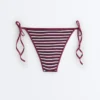 Slip bikini a copertura media a righe testurizzate con lacci