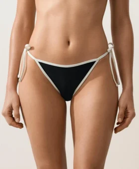 Slip bikini a copertura media con lacci e bordi a contrasto