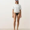 Slip bikini a copertura media con lacci e bordi a contrasto