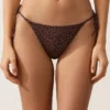 Slip bikini a copertura media con lacci e stampa leopardata