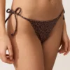 Slip bikini a copertura media con lacci e stampa leopardata