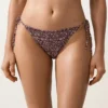 Slip bikini a copertura media con lacci e tessuto smock