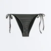 Slip bikini a copertura media con lacci in jacquard effetto lavato