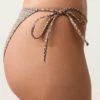 Slip bikini a copertura media con stampa mini metallizzata e lacci
