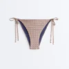 Slip bikini a copertura media con stampa mini metallizzata e lacci