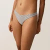 Slip bikini a copertura media con taglio a U a righe