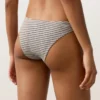Slip bikini a copertura media con taglio a U a righe