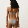 Slip bikini a copertura media con taglio a U a righe