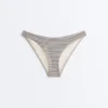 Slip bikini a copertura media con taglio a U a righe