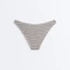 Slip bikini a copertura media con taglio a U a righe