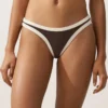 Slip bikini a copertura media con taglio a U e bordi a contrasto