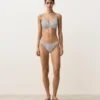 Slip bikini a copertura media con taglio a U in jacquard a pois Slip bikini a copertura media con taglio a U in jacquard a pois