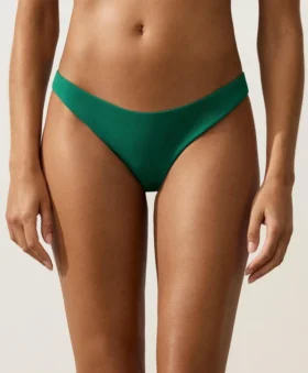Slip bikini a copertura media con taglio a U in piqué