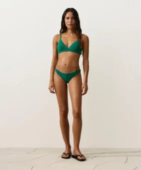 Slip bikini a copertura media con taglio a U in piqué