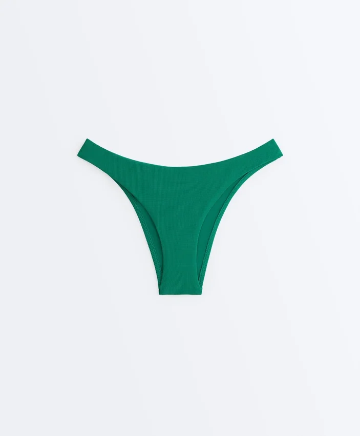 Slip bikini a copertura media con taglio a U in piqué Slip bikini a copertura media con taglio a U in piqué