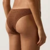 Slip bikini a copertura media con taglio a U in tessuto stropicciato Slip bikini a copertura media con taglio a U in tessuto stropicciato