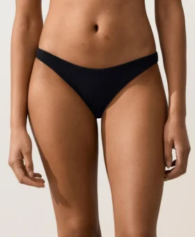 Slip bikini a copertura media in piqué con taglio a U