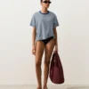 Slip bikini a copertura media in piqué con taglio a U Slip bikini a copertura media in piqué con taglio a U