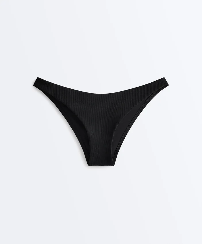 Slip bikini a copertura media in piqué con taglio a U Slip bikini a copertura media in piqué con taglio a U