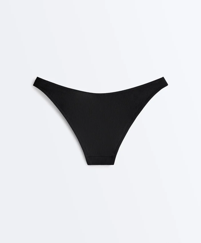 Slip bikini a copertura media in piqué con taglio a U Slip bikini a copertura media in piqué con taglio a U
