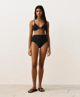 Slip bikini a vita alta con bordino
