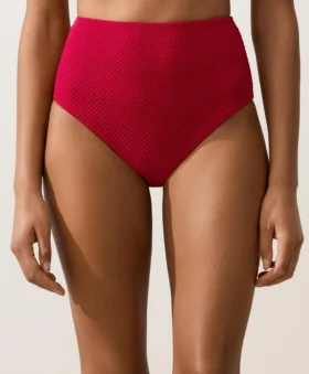 Slip bikini a vita alta con trama a nido d’ape