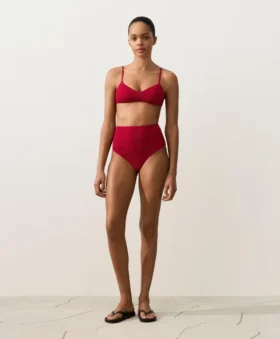 Slip bikini a vita alta con trama a nido d’ape