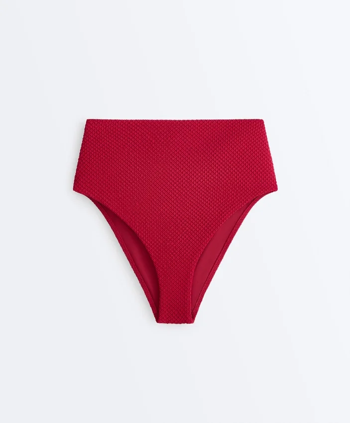 Slip bikini a vita alta con trama a nido d’ape Slip bikini a vita alta con trama a nido d’ape