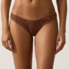 Slip bikini brasiliano con taglio a U in tessuto stropicciato Slip bikini brasiliano con taglio a U in tessuto stropicciato