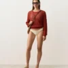 Slip bikini brasiliano con taglio a U in tessuto stropicciato Slip bikini brasiliano con taglio a U in tessuto stropicciato