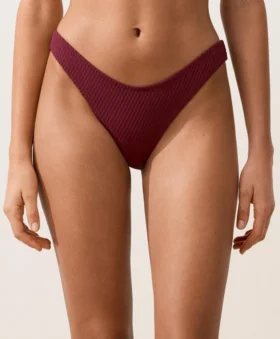 Slip bikini brasiliano in jacquard a quadretti mini con taglio a U