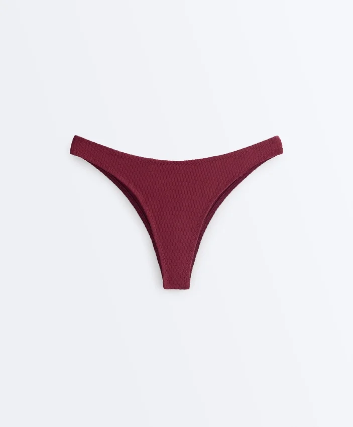 Slip bikini brasiliano in jacquard a quadretti mini con taglio a U Slip bikini brasiliano in jacquard a quadretti mini con taglio a U