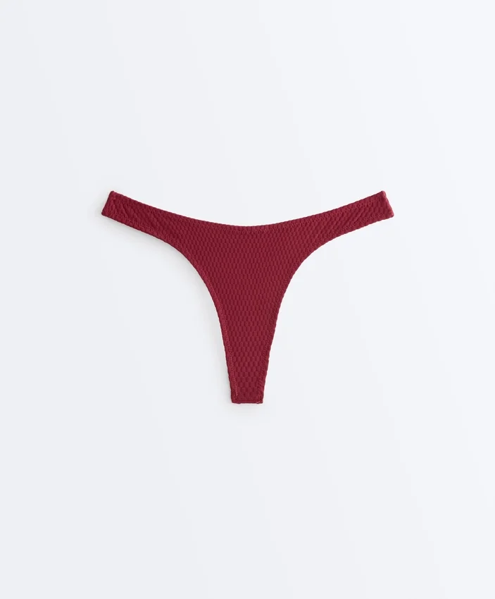 Slip bikini brasiliano in jacquard a quadretti mini con taglio a U Slip bikini brasiliano in jacquard a quadretti mini con taglio a U