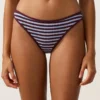 Slip bikini classico a righe testurizzate