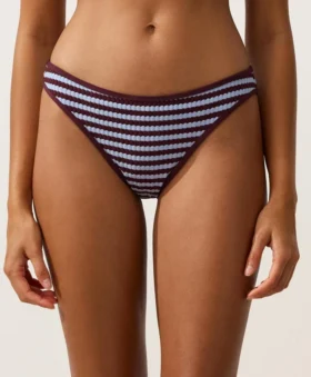Slip bikini classico a righe testurizzate
